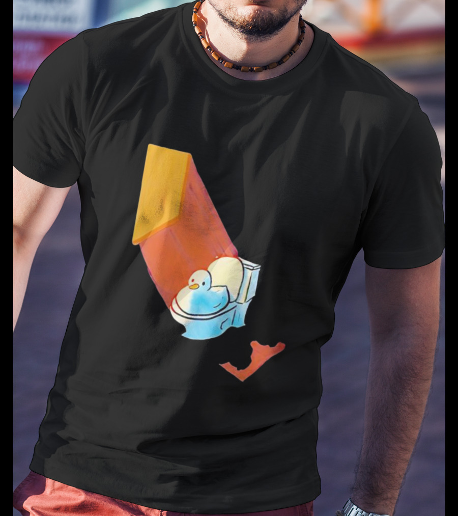 Duck Sitting In Bathroom Corner With Shadow Reflection T-Shirt
