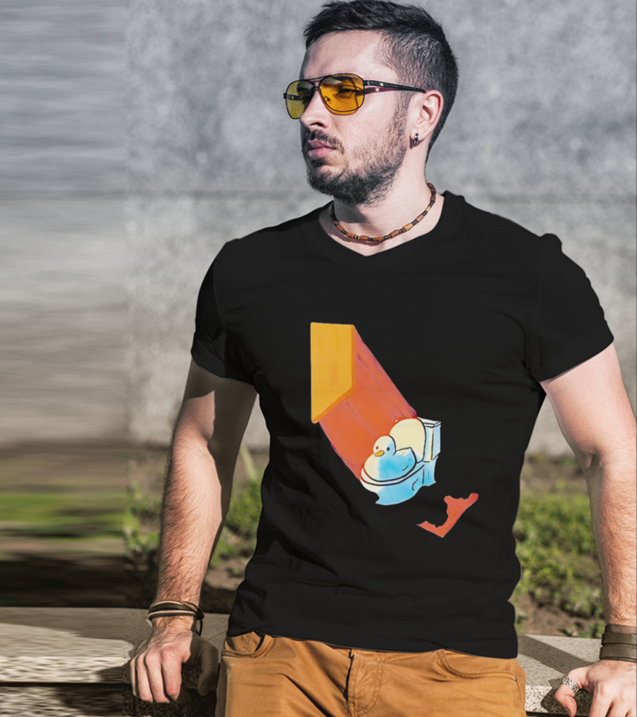 Duck Sitting In Bathroom Corner With Shadow Reflection T-Shirt