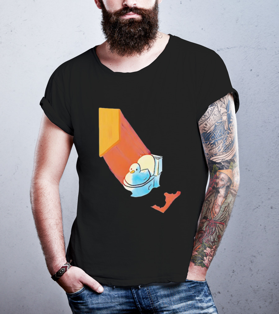 Duck Sitting In Bathroom Corner With Shadow Reflection T-Shirt