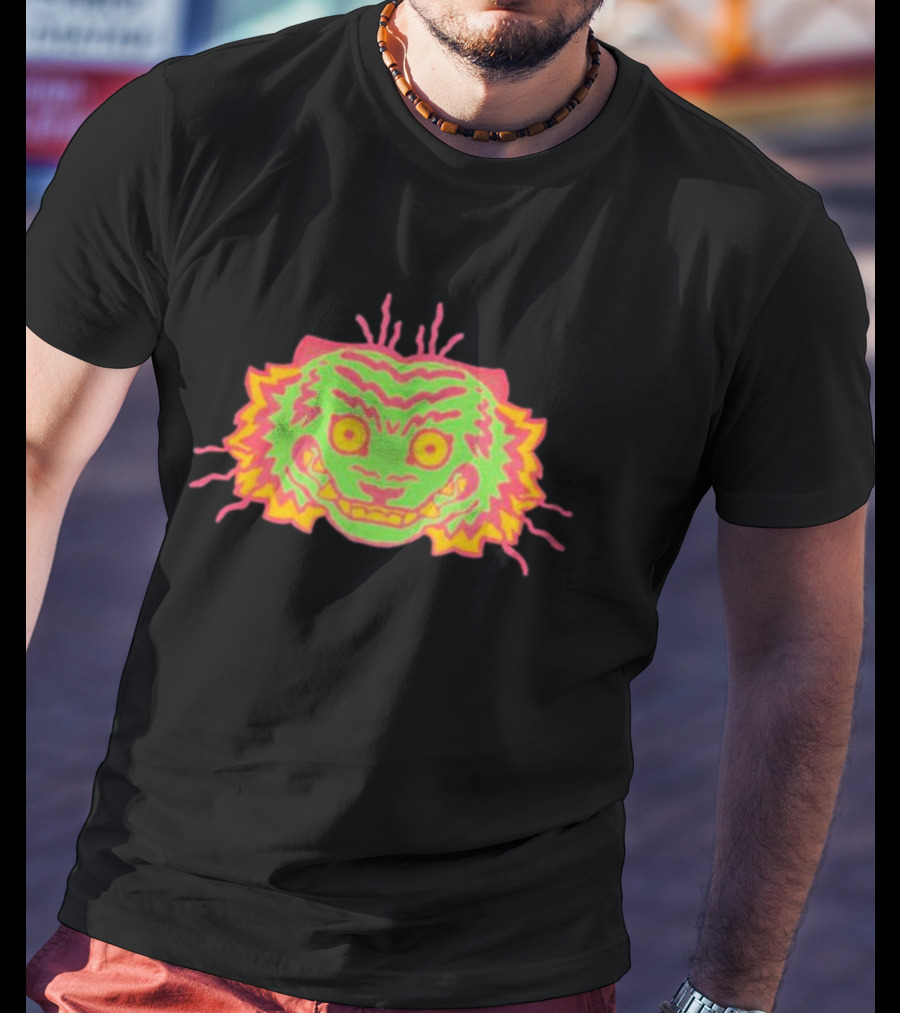 Office Papajoolia Tiger Pipi Film Face Neon Tiger Face T-Shirt