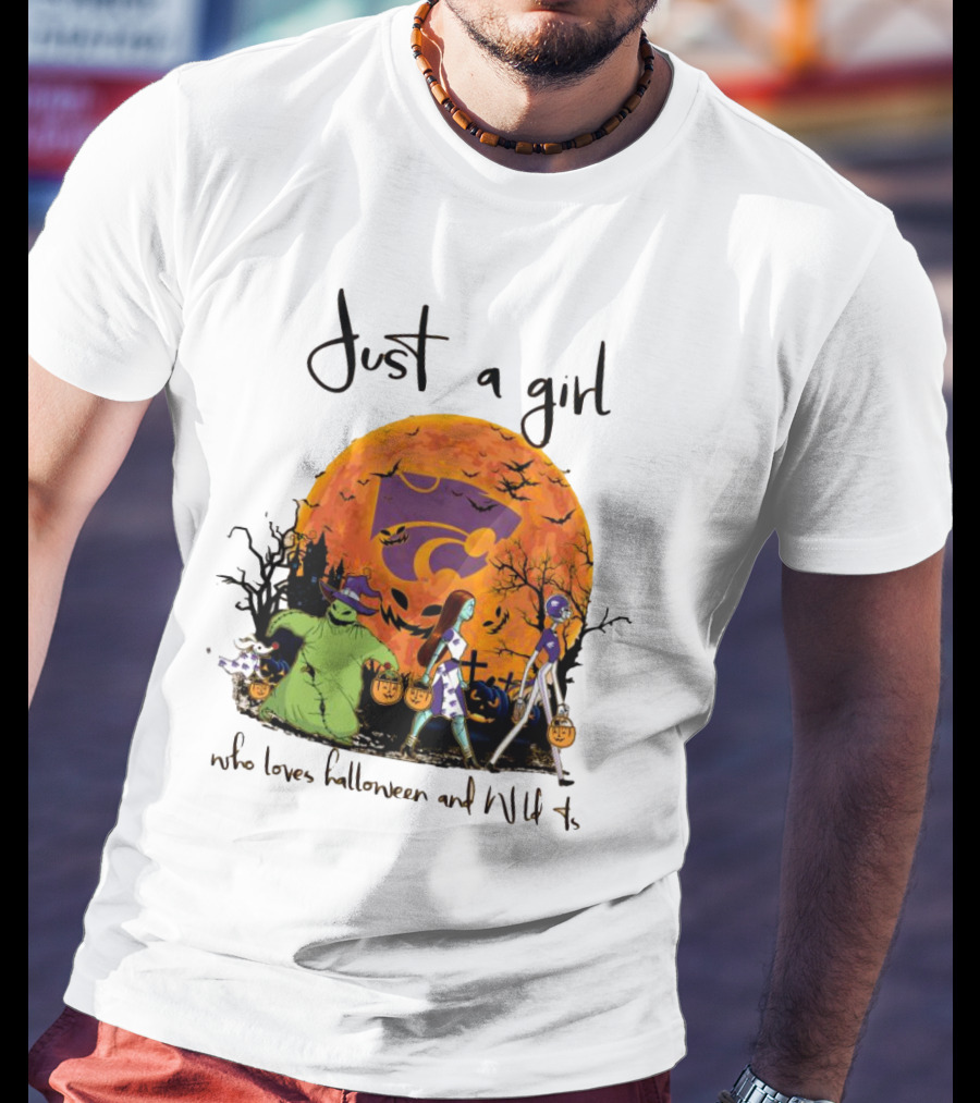 Just A Girl Who Loves Halloween And Kansas State Wildcats The Nightmare Before Christmas T-Shirt