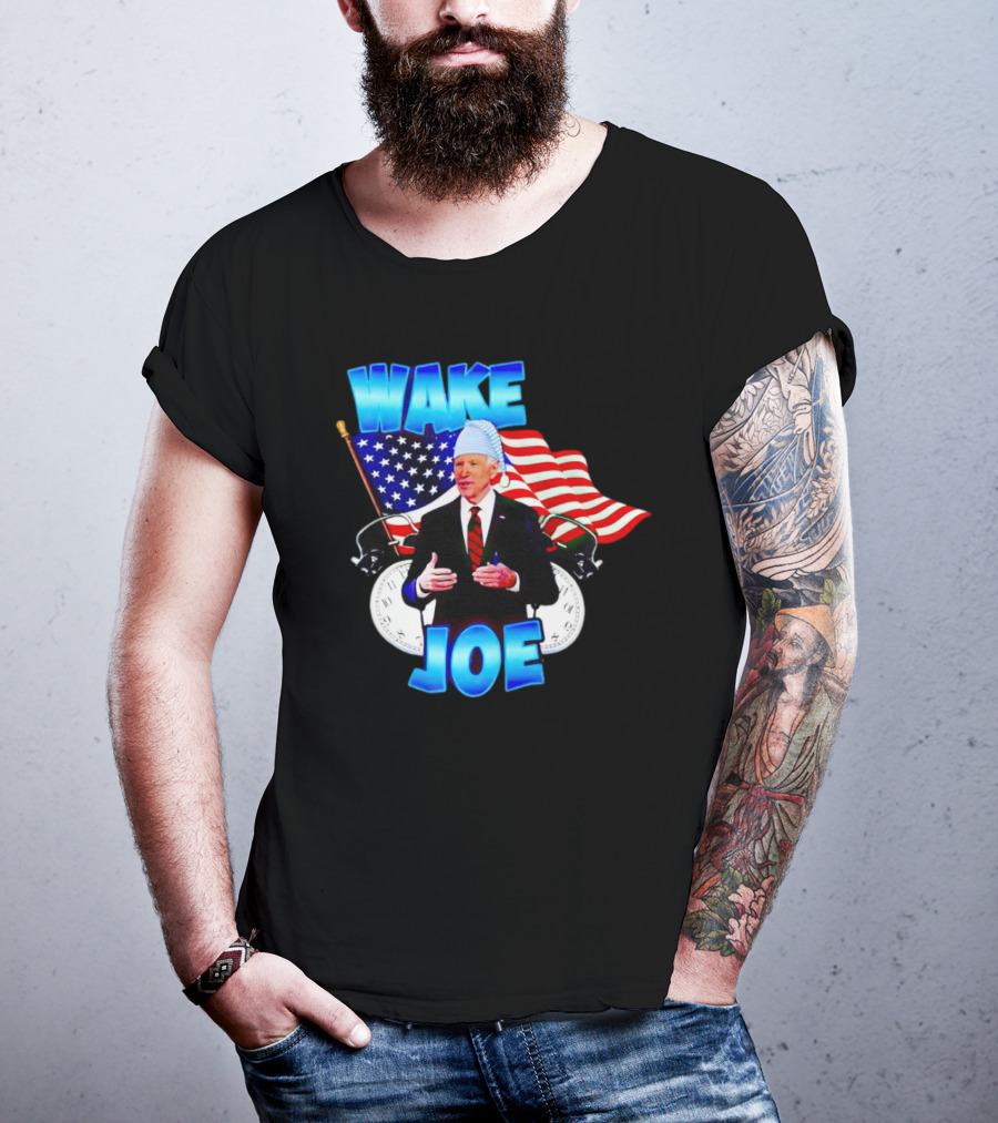 Wake Up Joe American Flag Clock Patriots T-Shirt