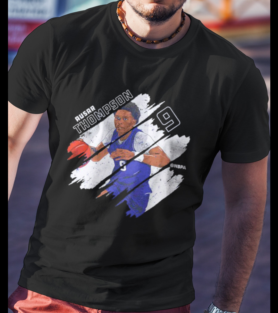 Ausar Thompson 9 Detroit Basketball Stripes NBPA T-Shirt