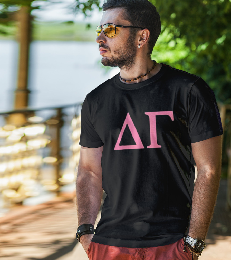 Delta Gamma World Famous ΔΓ Pink Lettering T-Shirt
