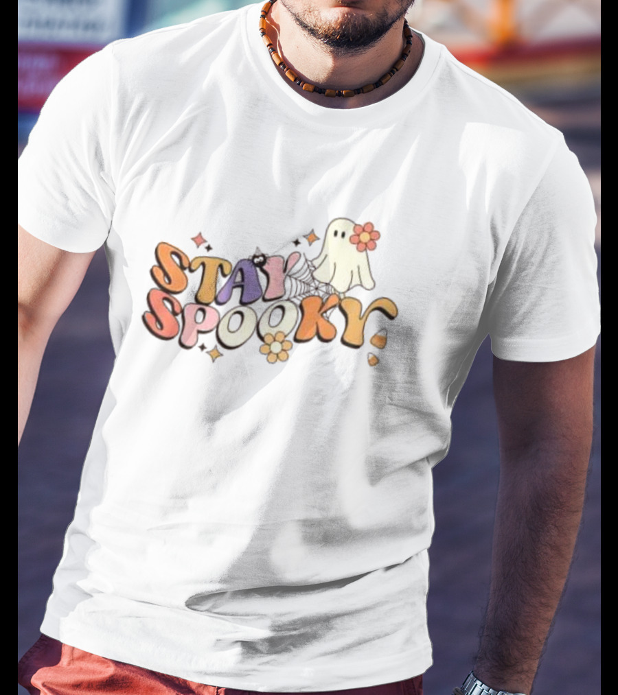 Stay Spooky Ghost With Flowers T-Shirt