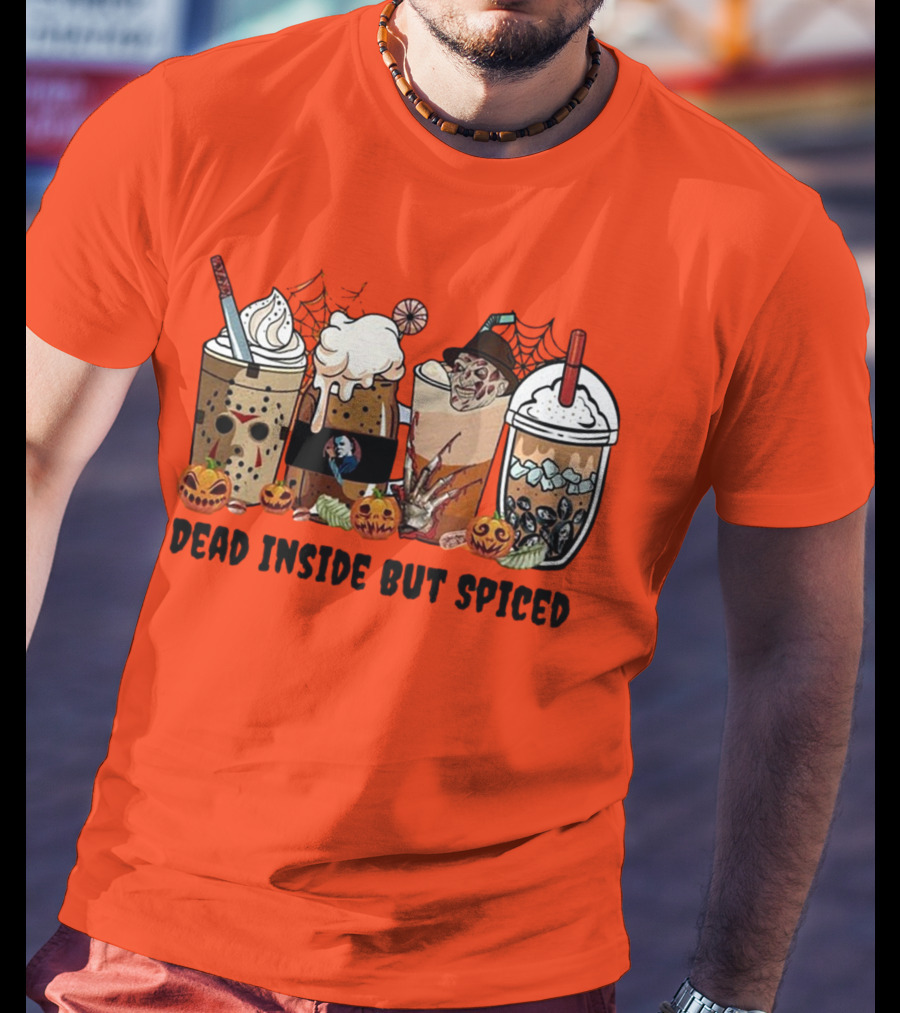 Dead Inside But Spiced Halloween Spooky Pumpkin Latte T-Shirt