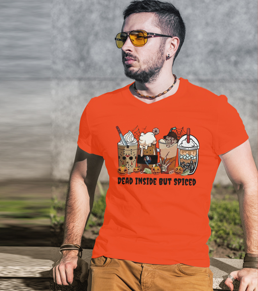 Dead Inside But Spiced Halloween Spooky Pumpkin Latte T-Shirt