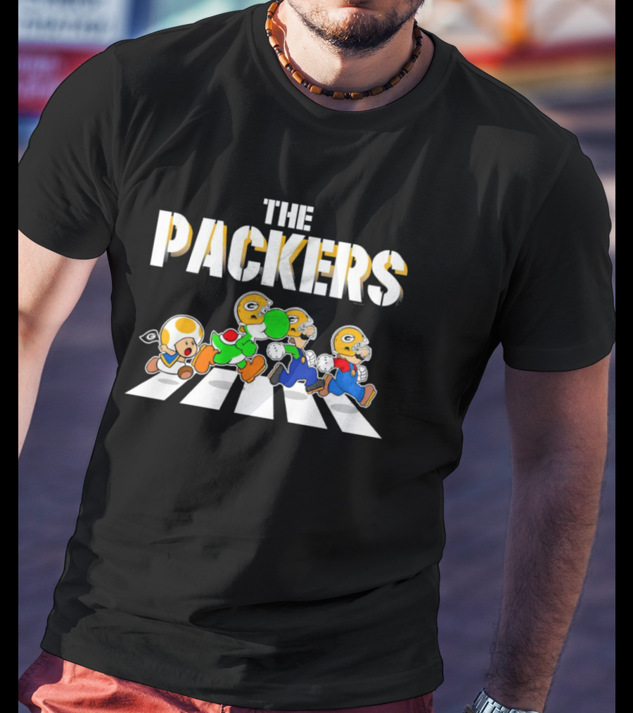 Super Mario Characters In The Packers Crossing T-Shirt