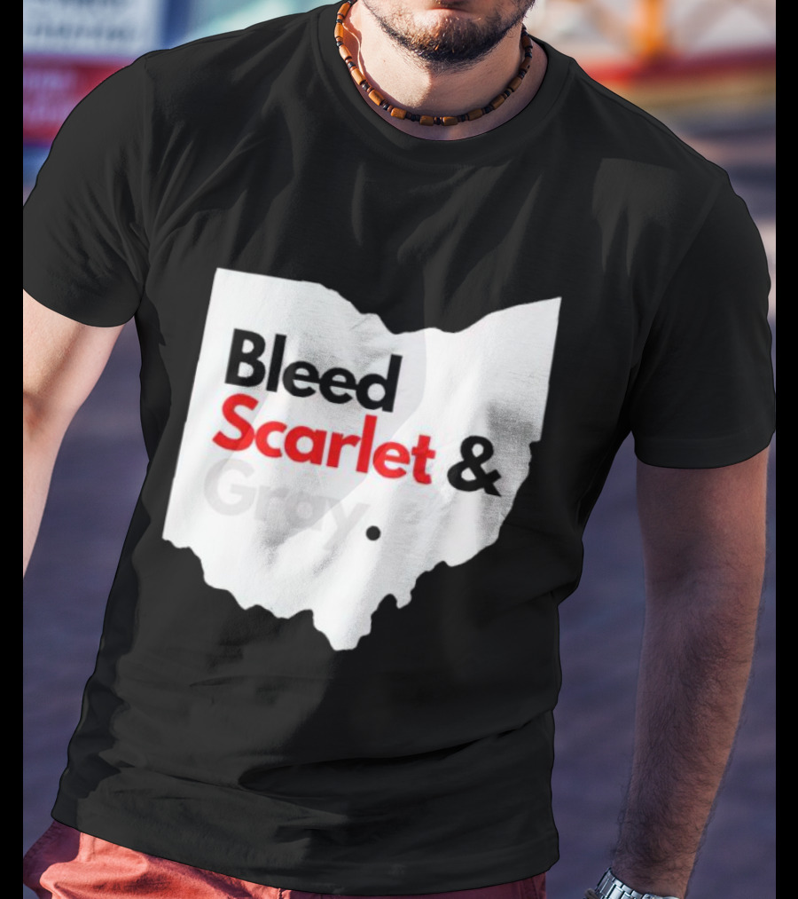Ohio State Buckeyes Bleed Scarlet And Gray Map T-Shirt