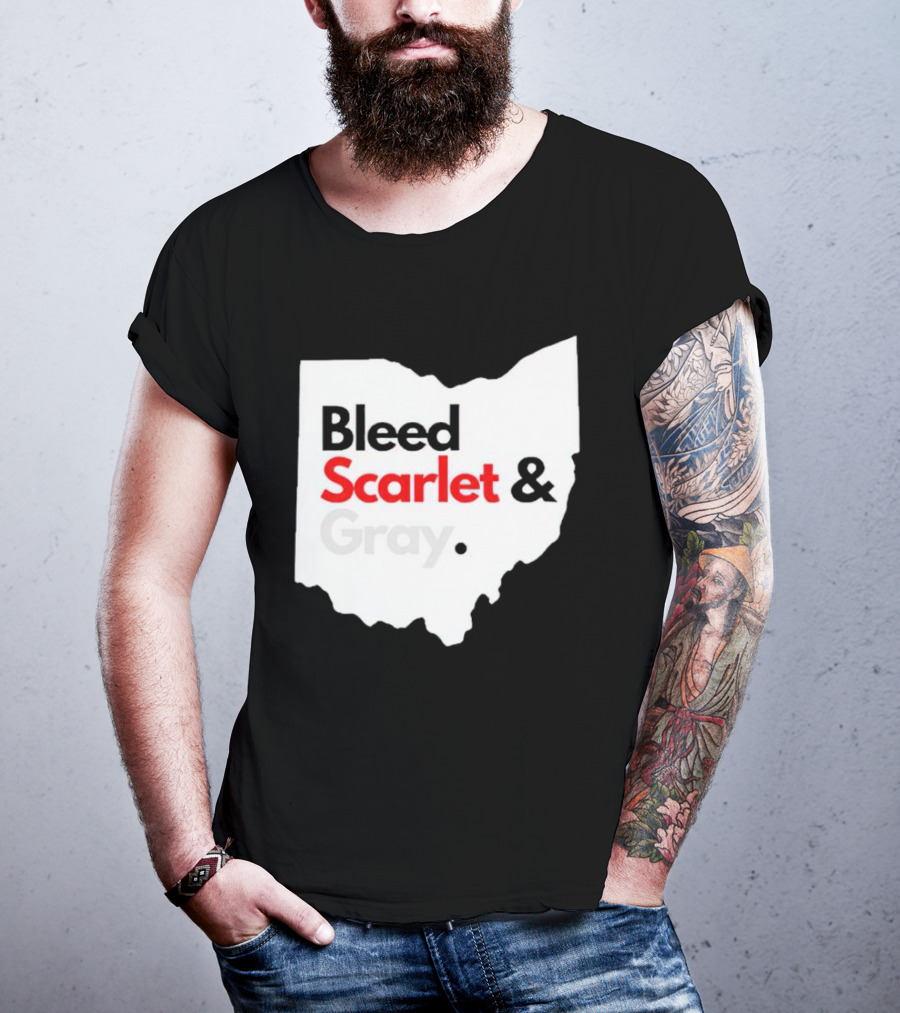 Ohio State Buckeyes Bleed Scarlet And Gray Map T-Shirt
