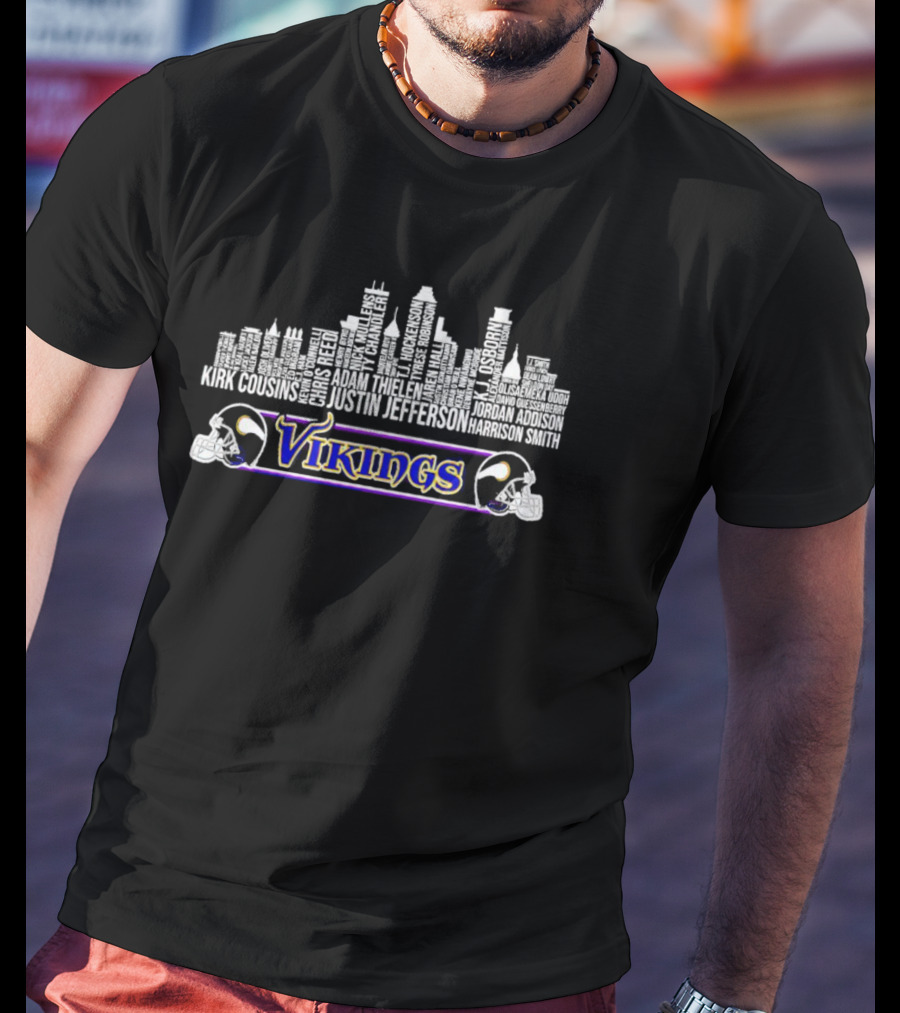 Minnesota Vikings Kirk Cousins Justin Jefferson Adam Thielen Skyline T-Shirt