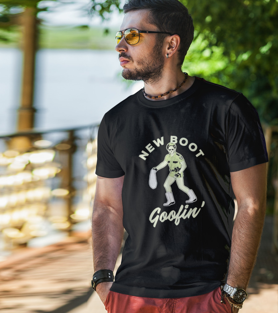 New Boot Goofin' Retro Inspired Law Enforcement Character In Sunglasses And White Boots T-Shirt