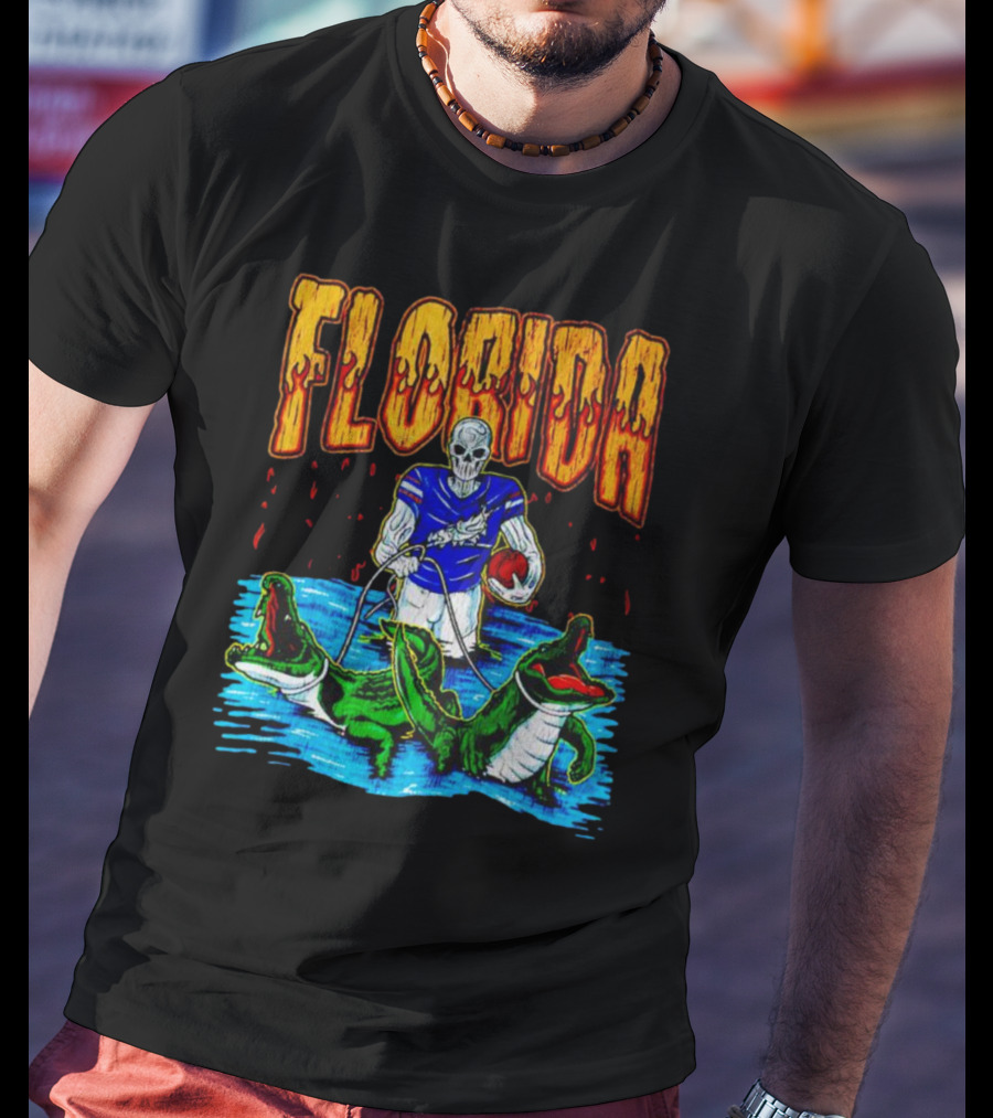 Florida Skeleton Football With Gators T-Shirt