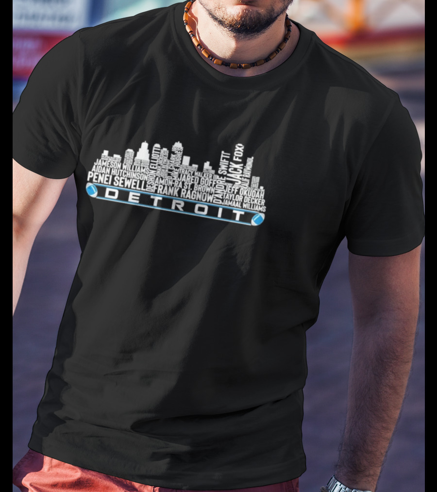 Detroit Skyline City Sport Football Players Names T-Shirt