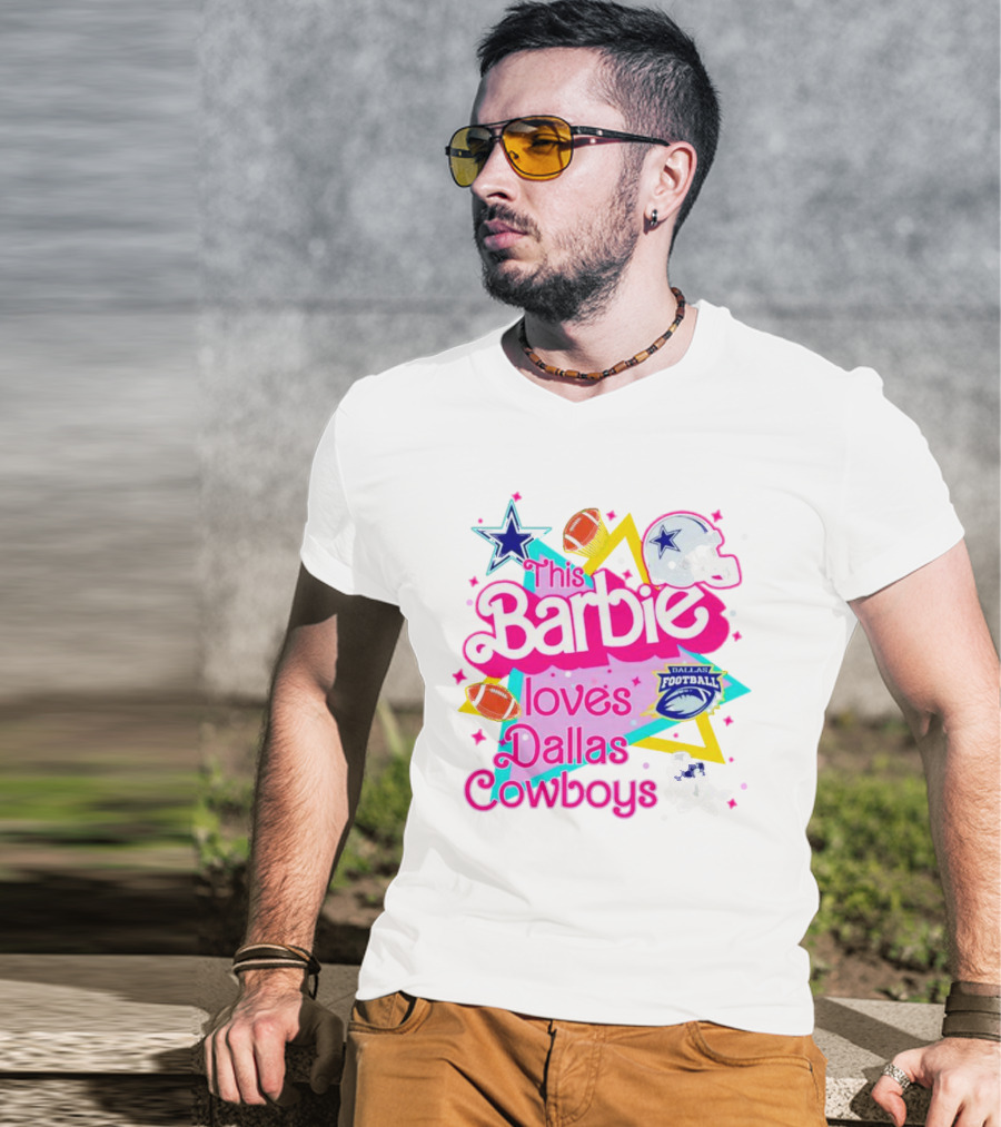 This Barbie Loves Dallas Cowboys Star Helmet Football T-Shirt