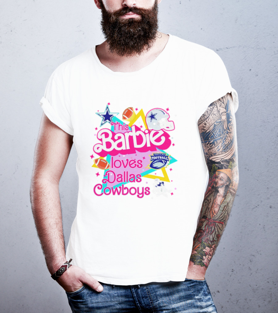 This Barbie Loves Dallas Cowboys Star Helmet Football T-Shirt