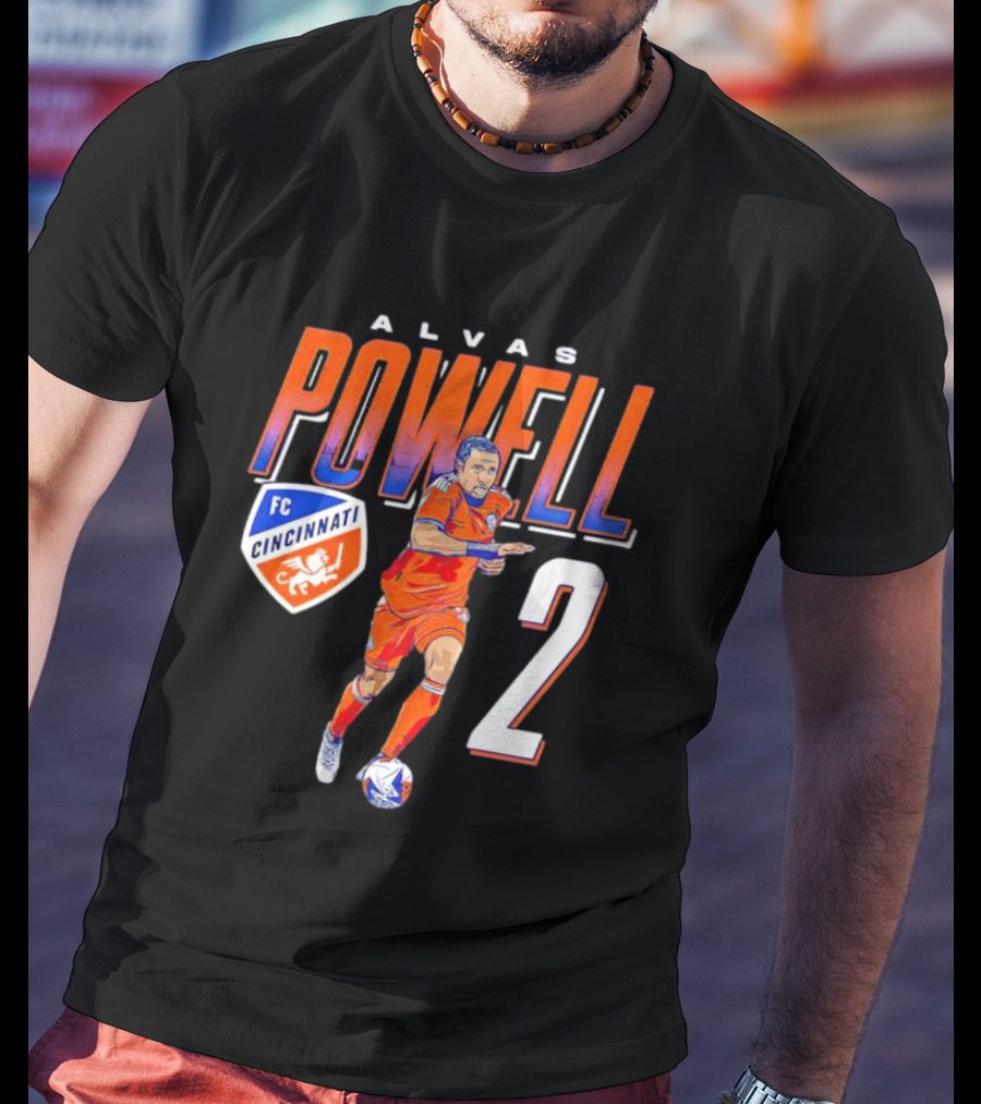 ALVAS POWELL FC Cincinnati Run Soccer Number 2 T-Shirt