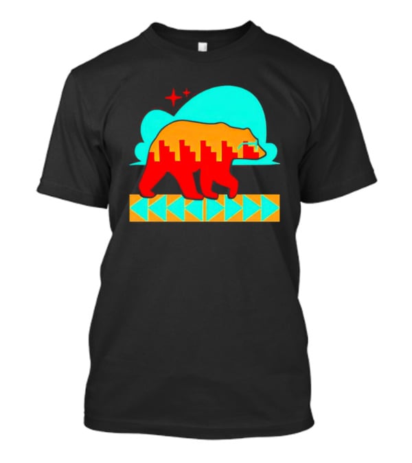 Bear Forward Movement Urban Silhouette Retro Pastel Geometric Path T-Shirt