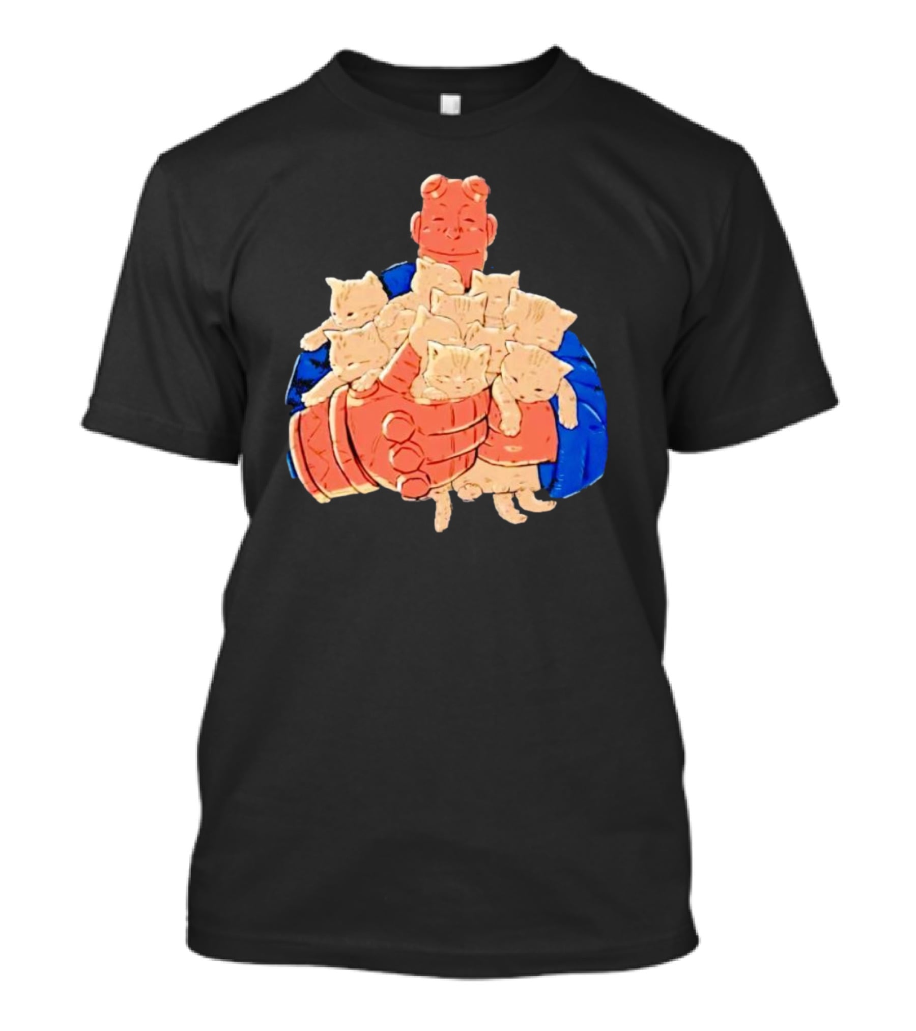 Best Cat Dad Ever Hugging Kittens With Red Hand Character T-Shirt