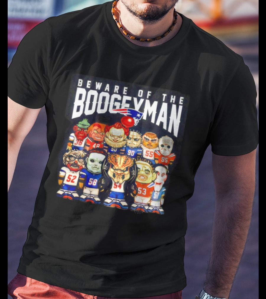 Beware Of The Boogeyman Halloween Patriots Horror Characters Football Players T-Shirt