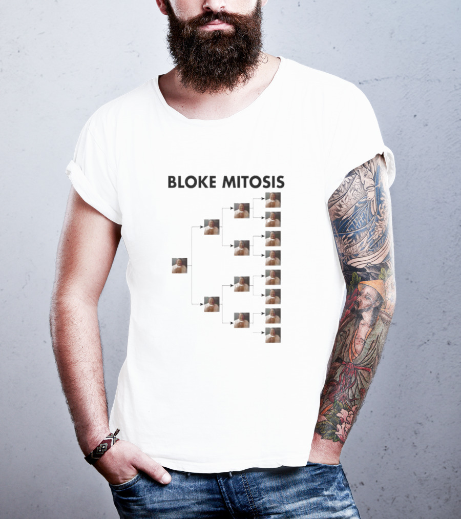 Bloke Mitosis Multiplication Chart Of Cloned Man T-Shirt