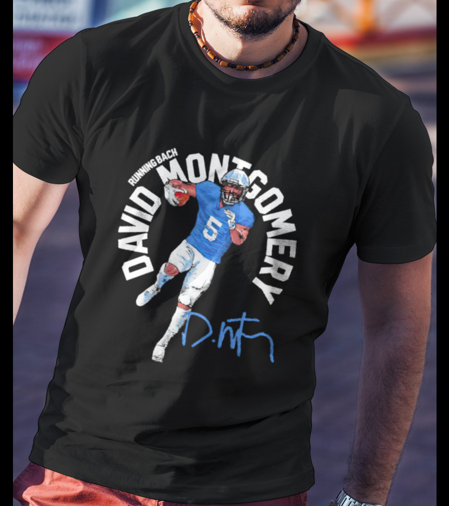David Montgomery Running Back Signature Number 5 T-Shirt