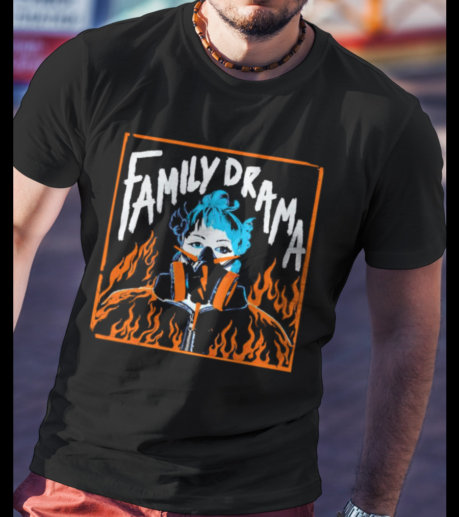 FAMILY DRAMA Flames Masked Girl T-Shirt