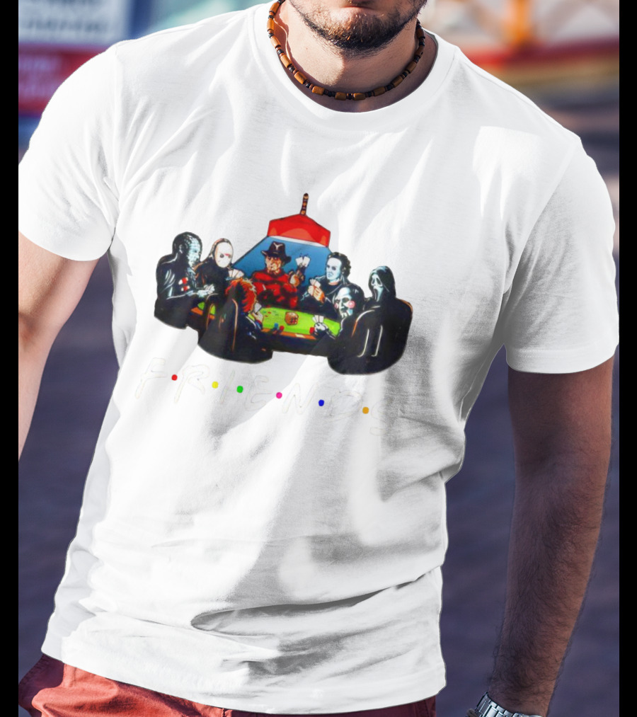 Horror Characters Poker Night Friends Halloween T-Shirt