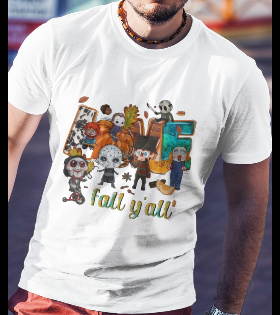 Love Fall Y’all Horror Characters Halloween T-Shirt