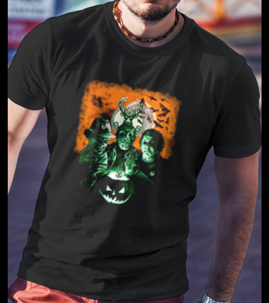 Horror Movies Freddy Krueger Jason Voorhees Michael Myers Milwaukee Bucks Halloween T-Shirt