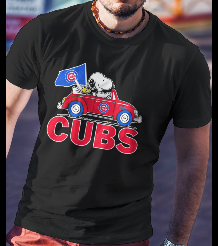 Snoopy Woodstock Chicago Cubs Car Adventure T-Shirt