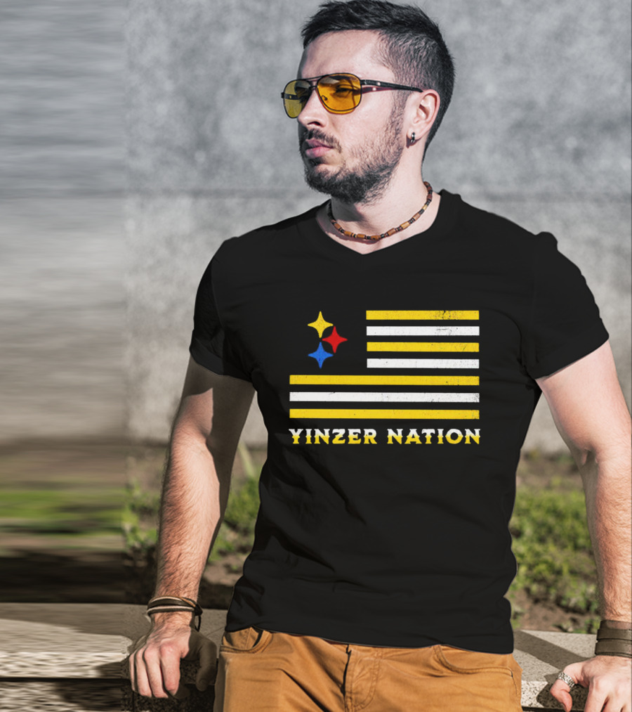 Yinzer Nation Steelers Flag T-Shirt
