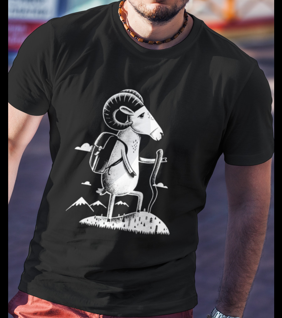 Bighorn Sheep Hiking Adventure In Mountain Wilderness T-Shirt