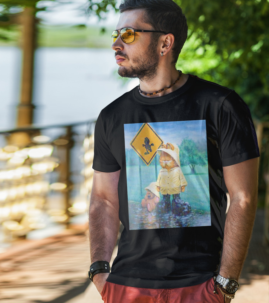 Garfield Rainy Day Yellow Jacket Relaxation T-Shirt