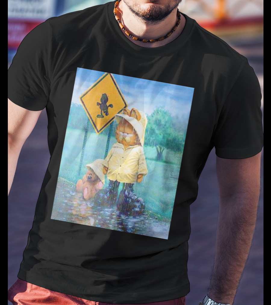 Garfield Rainy Day Yellow Jacket Relaxation T-Shirt