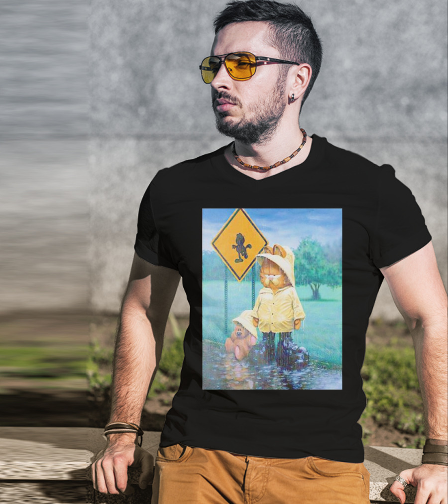 Garfield Rainy Day Yellow Jacket Relaxation T-Shirt
