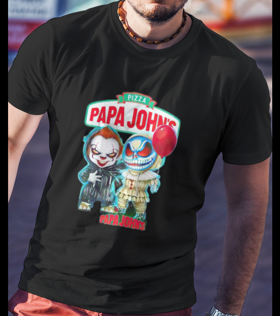 Papa John’s Pennywise Jack Skellington Halloween Pizza Balloon T-Shirt