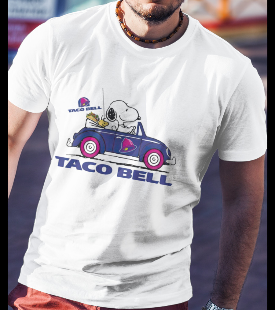 Snoopy And Woodstock Driving Taco Bell Car T-Shirt