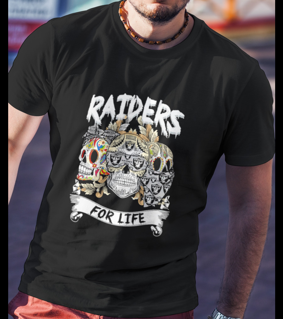 Raiders Sugar Skull For Life T-Shirt