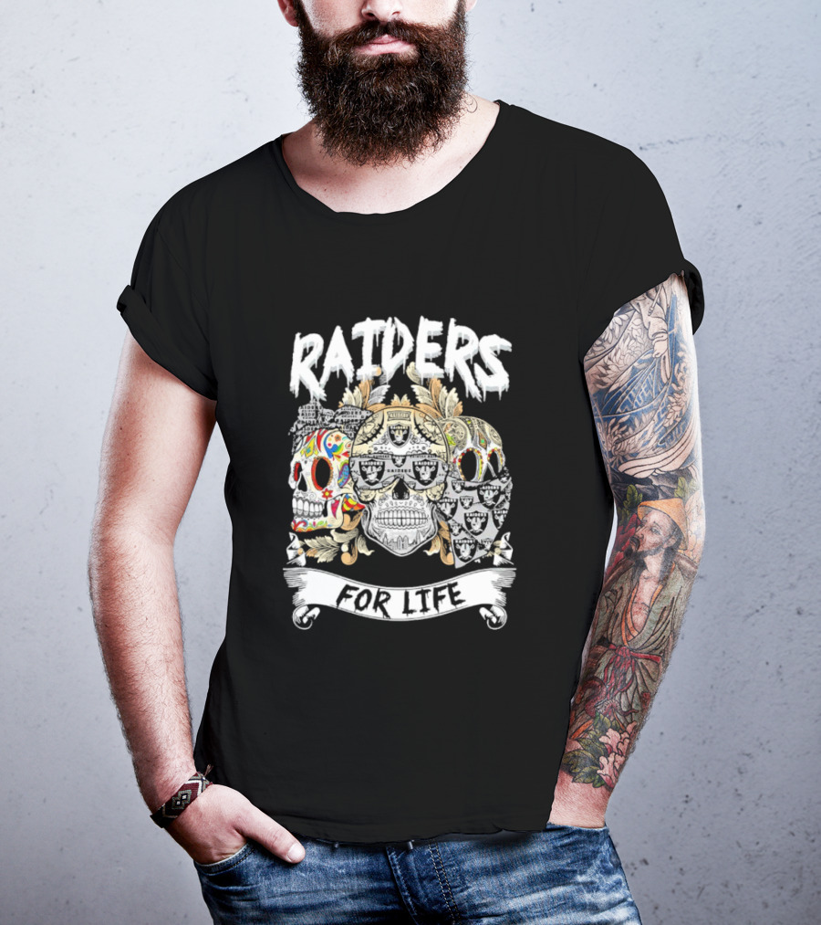 Raiders Sugar Skull For Life T-Shirt