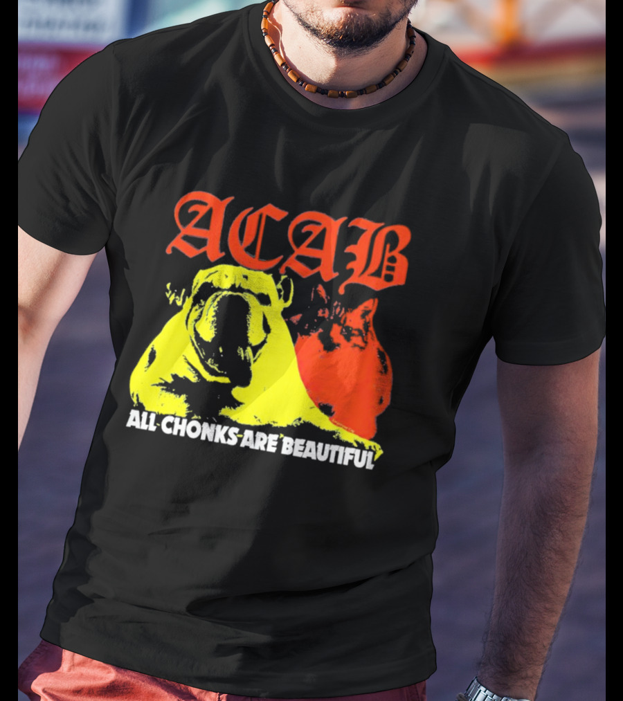 ACAB Bulldog All Chonks Are Beautiful Yellow Red T-Shirt