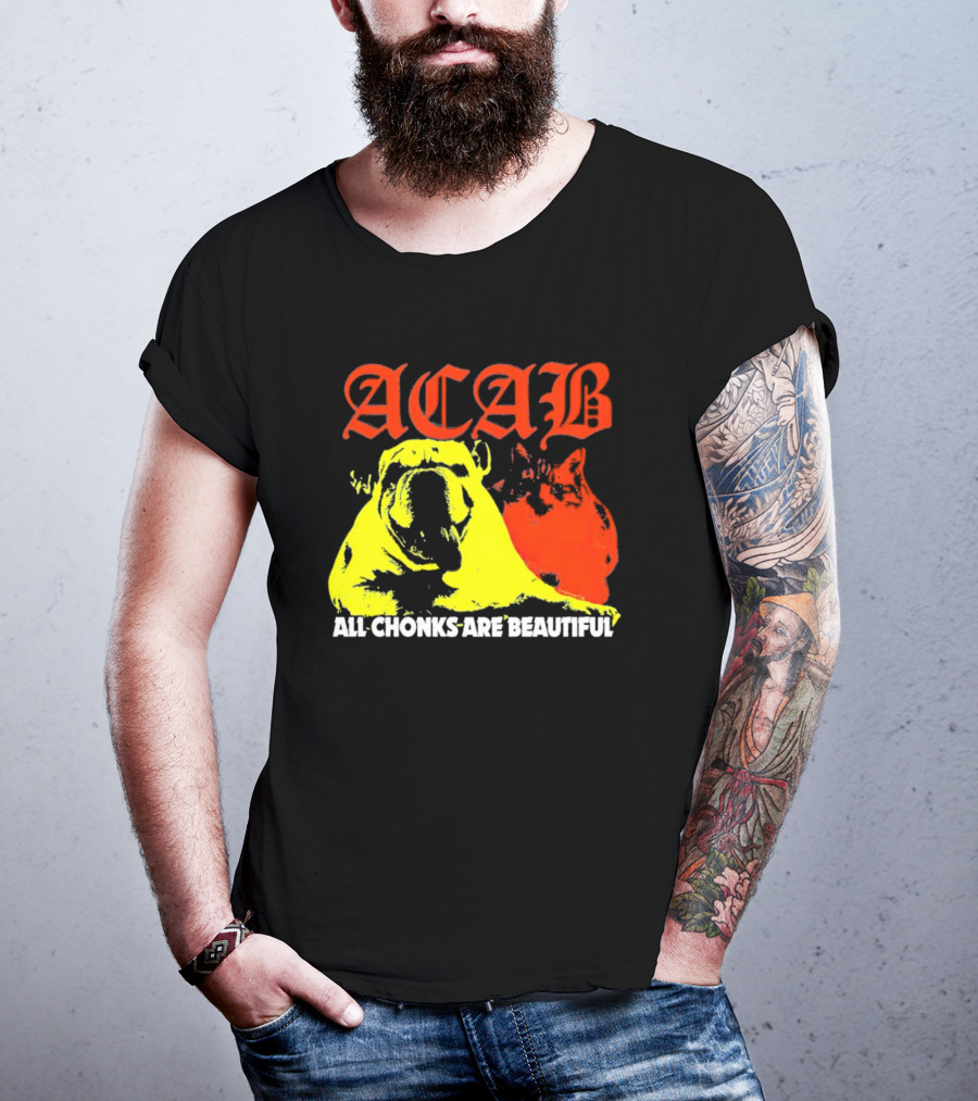 ACAB Bulldog All Chonks Are Beautiful Yellow Red T-Shirt