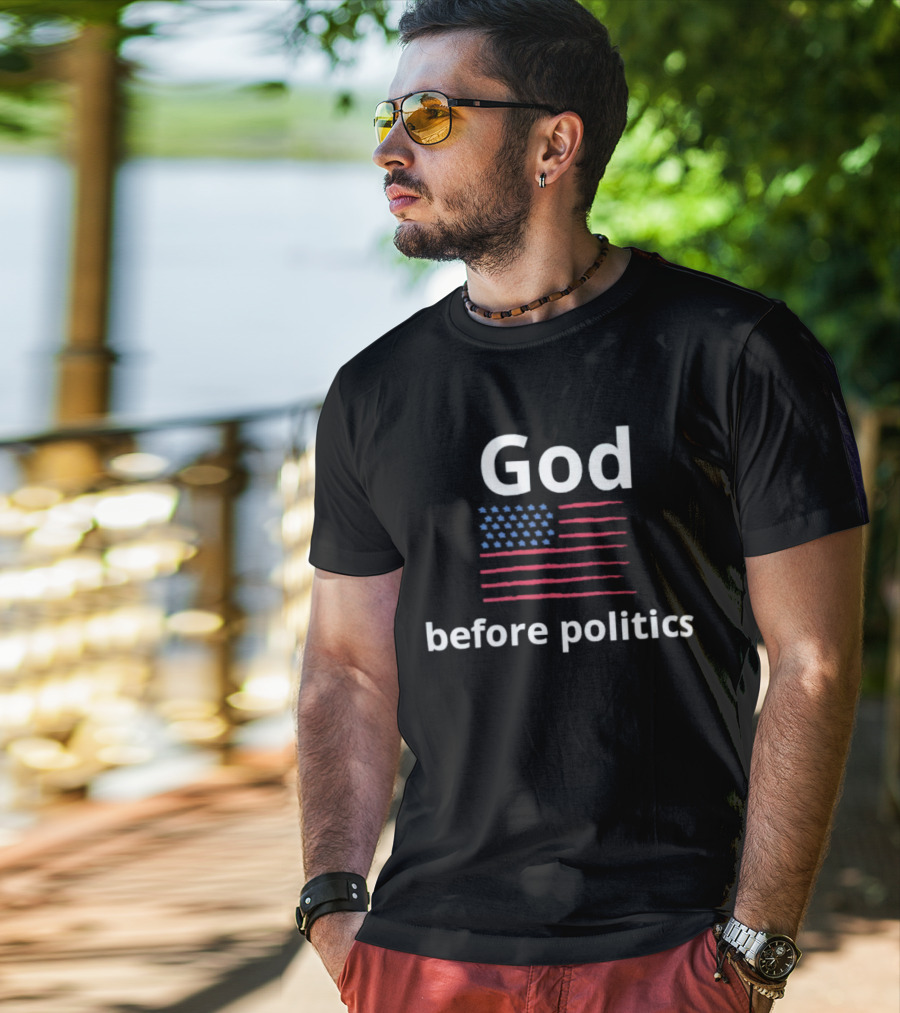 God Before Politics USA Flag T-Shirt