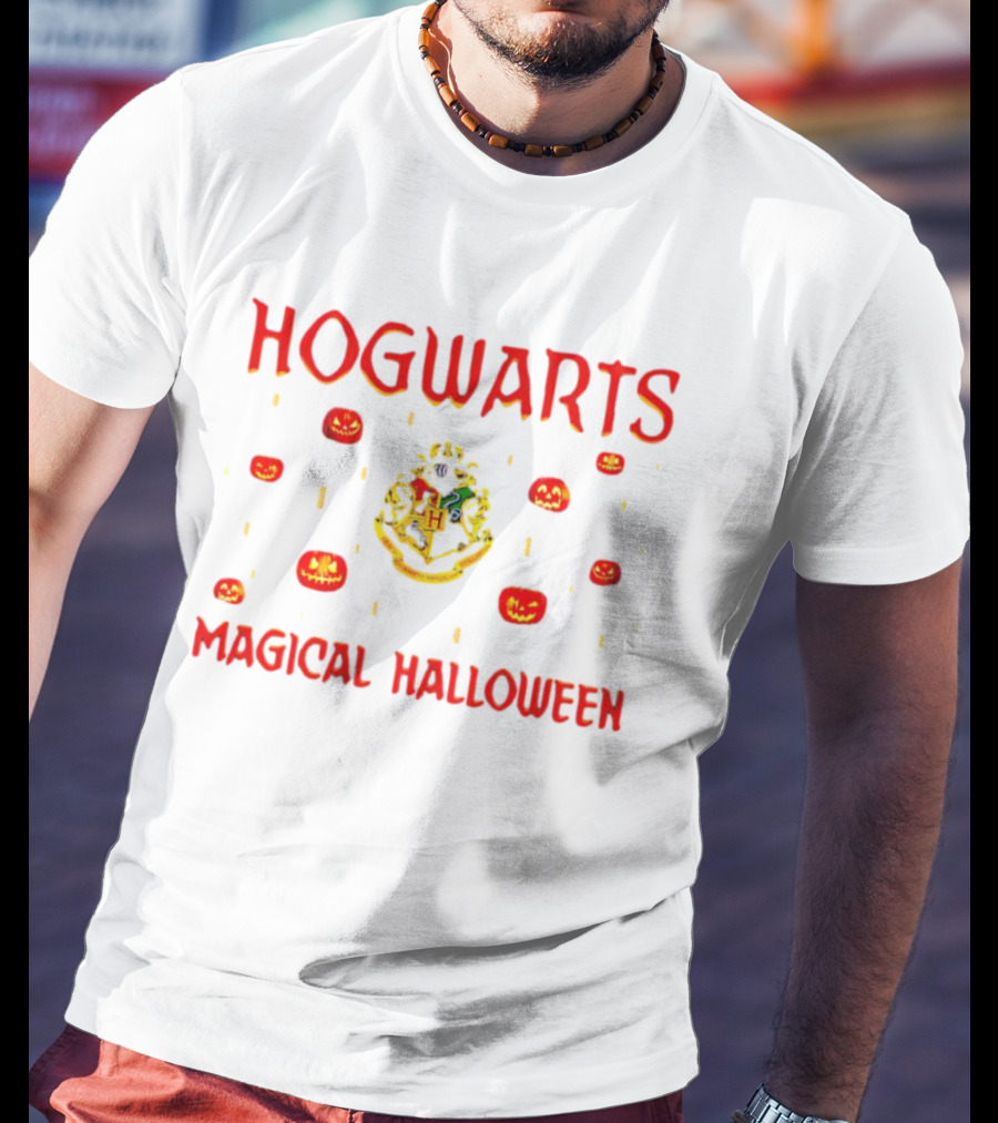 Hogwarts Magical Halloween With Crest And Pumpkins T-Shirt