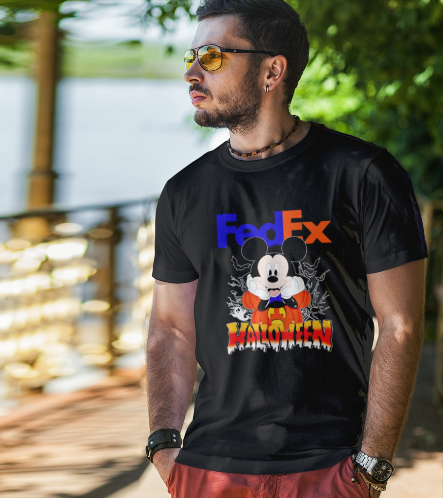 FedEx Mickey Mouse Halloween Pumpkin T-Shirt