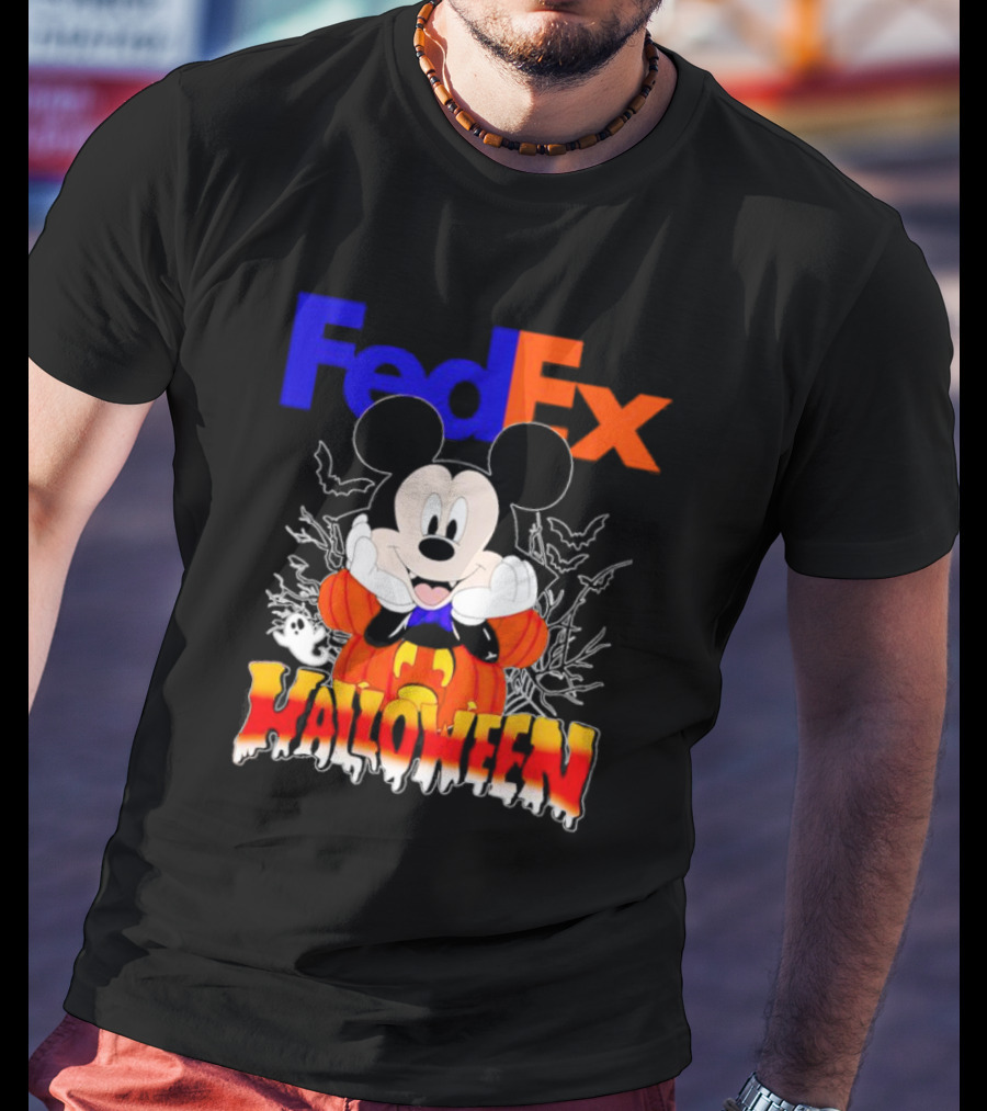 FedEx Mickey Mouse Halloween Pumpkin T-Shirt