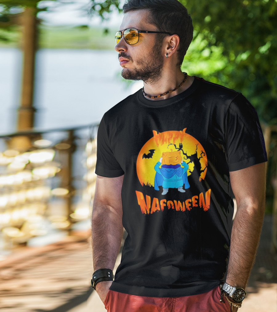 Happy NAFOween Pumpkin Rider With Spooky Moon And Bat T-Shirt