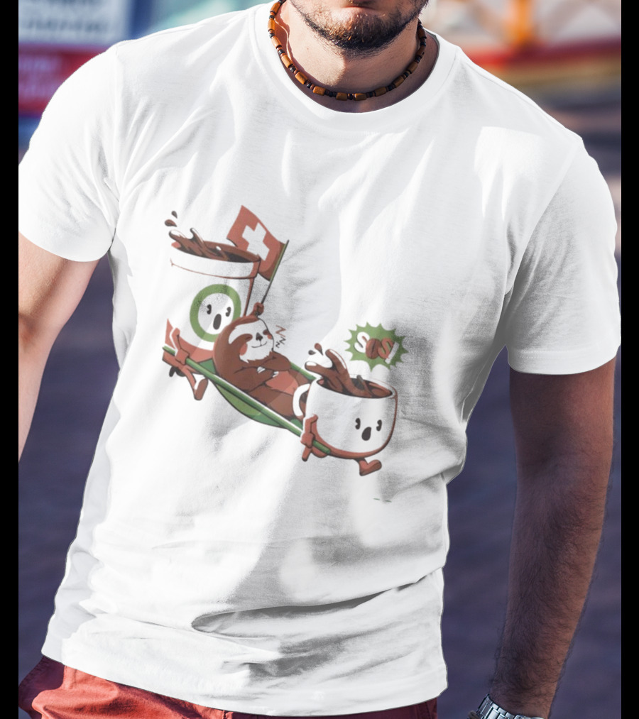 Sloth Coffee SOS Rescue With First Aid Cup Team T-Shirt
