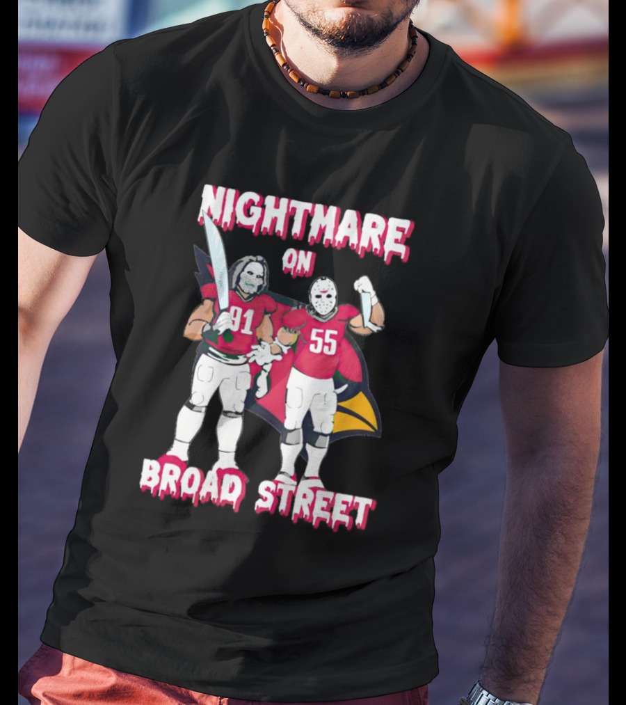 Nightmare On Broad Street Arizona Cardinals Halloween Billy Jason Voorhees T-Shirt