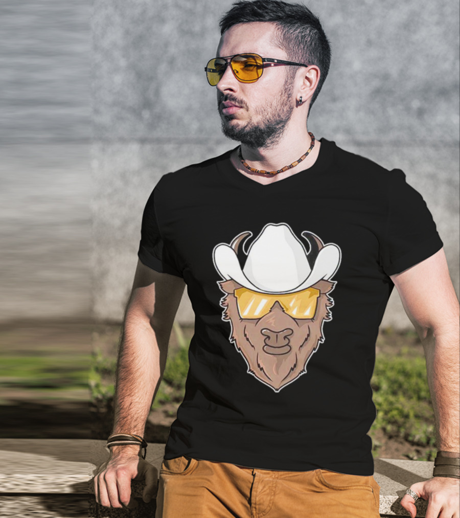 Deion Sanders Colorado Buffaloes Cowboy Hats Sunglasses Buffalo Head T-Shirt